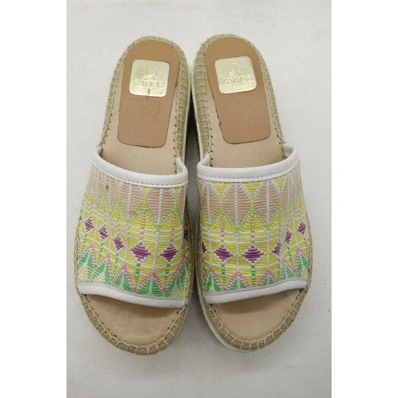 Kanna Multi-Color Slide Platform Wedge Espadrille Sandals Shoes Women's 39 / 9 - Picture 2 of 10